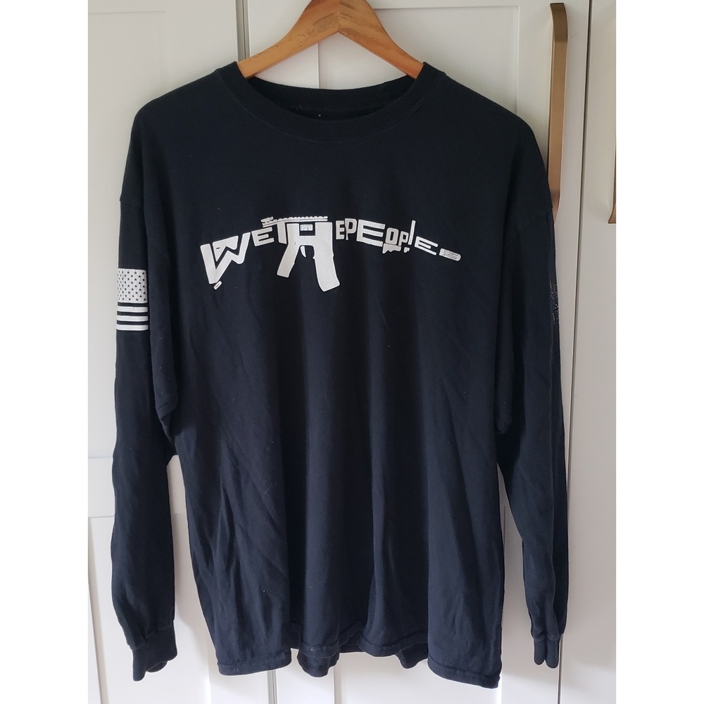 We The People Holsters T-Shirt Mens XL Black Long Sleeve Flag Hand Made in USA